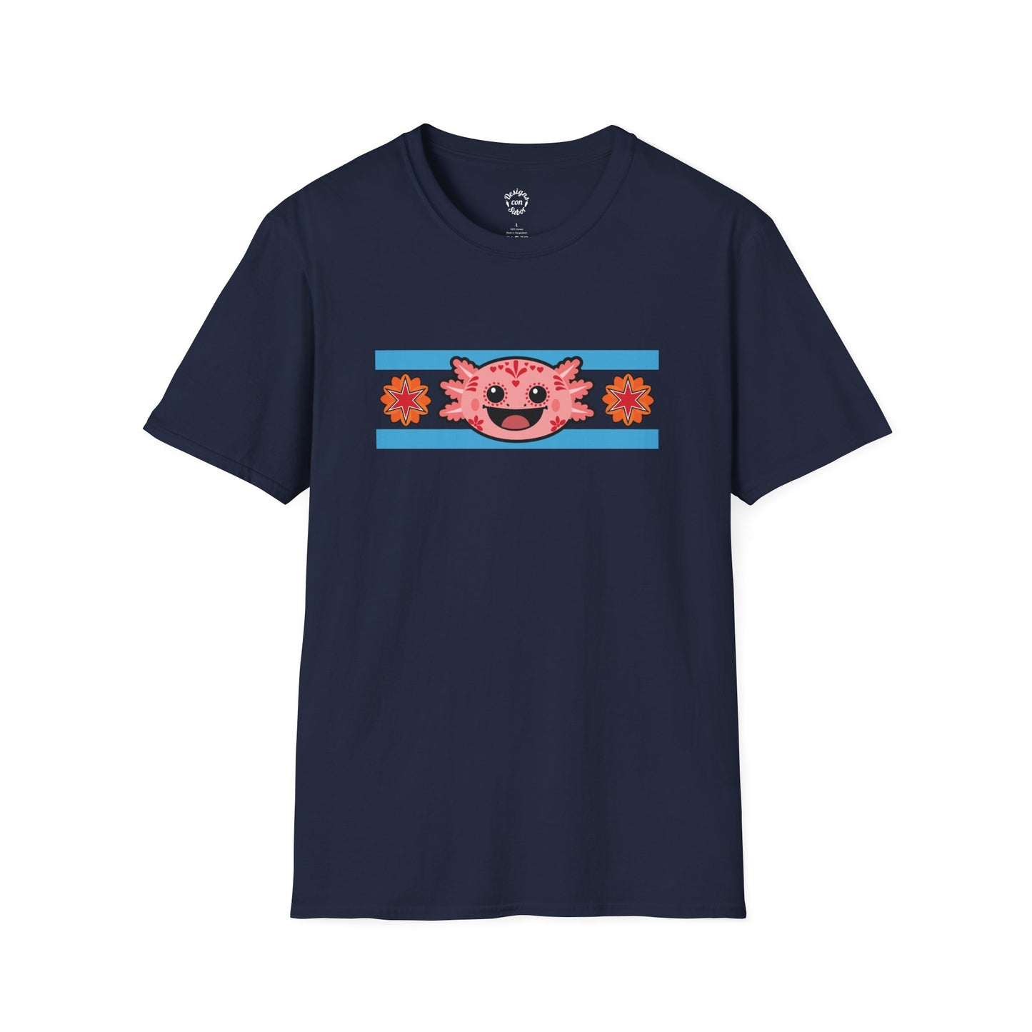 Pink Axolotl Chicago Flag T Shirt