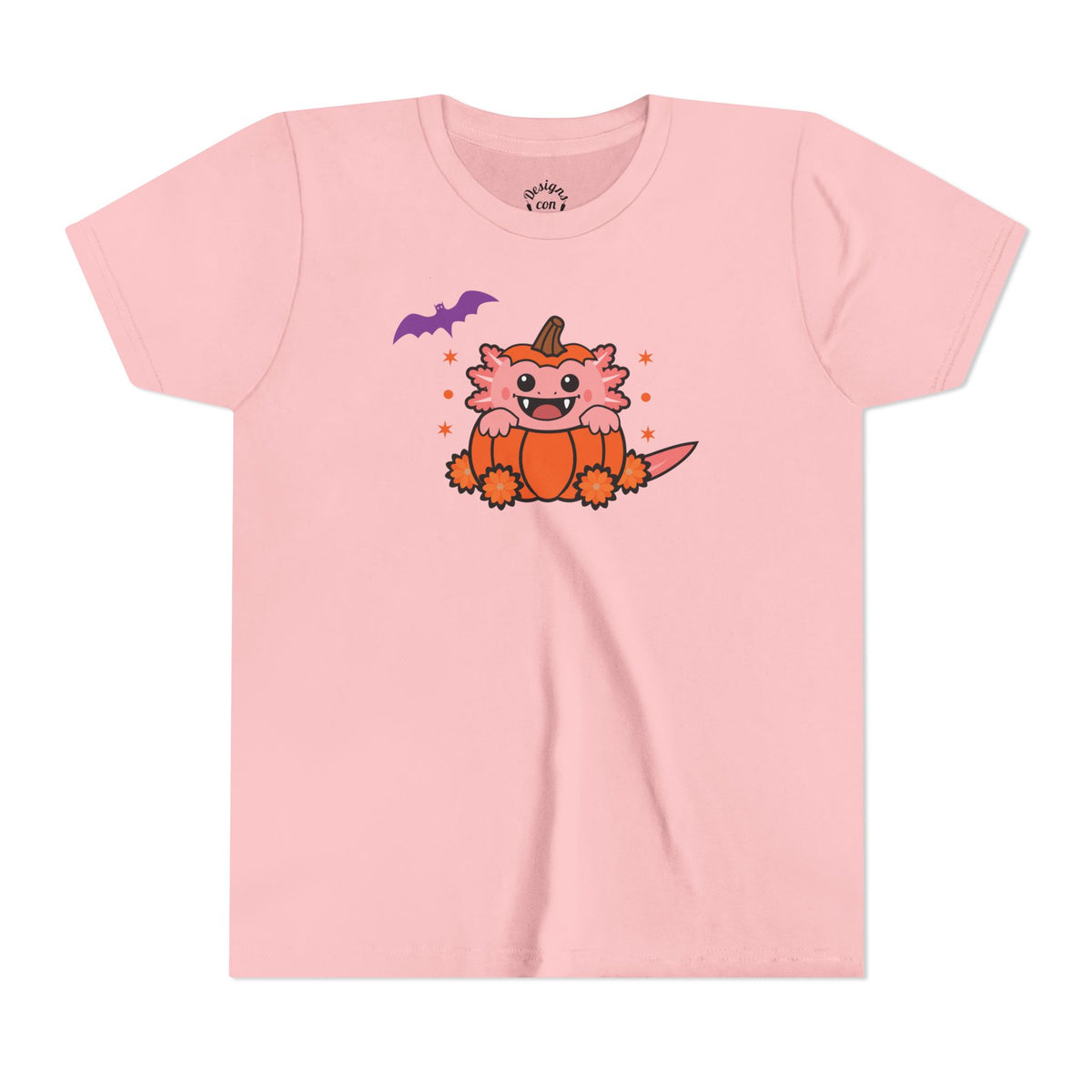 Pink Vampire Axolotl Pumpkin Halloween Youth T Shirt