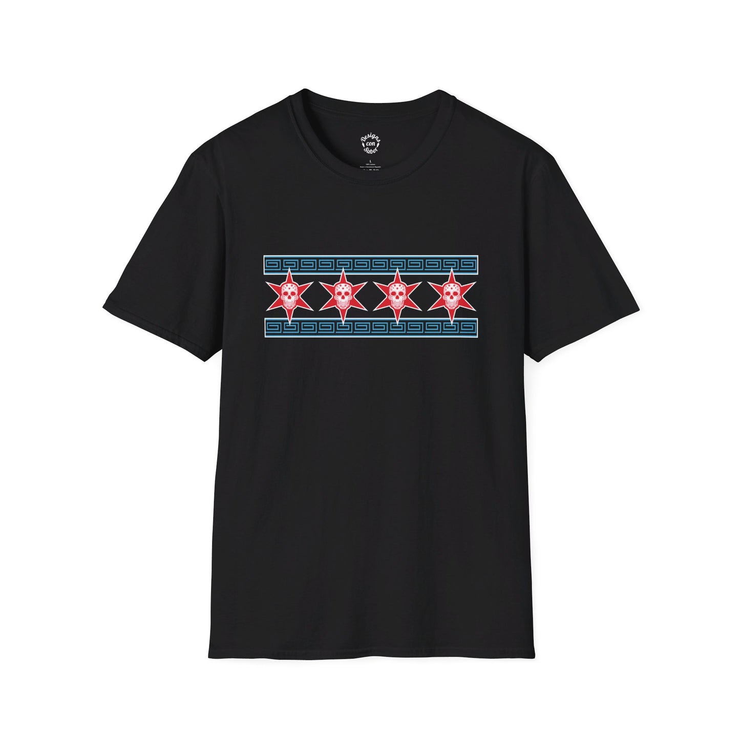 Chicago Flag With Aztec Patterns