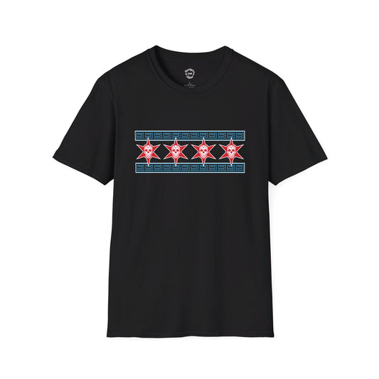 Chicago Flag With Aztec Patterns