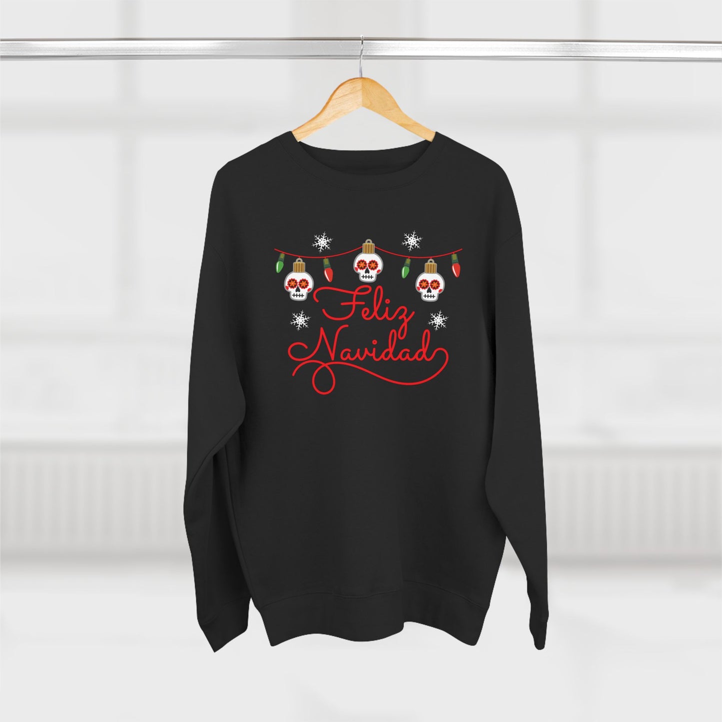 Feliz Navidad Skull Lights Crewneck Playful Calavera Christmas Sweater