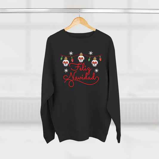 Feliz Navidad Skull Lights Crewneck Playful Calavera Christmas Sweater