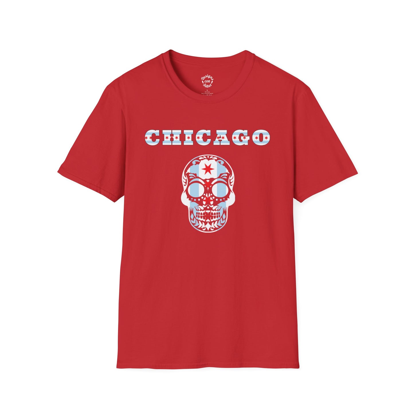 Chicago Skull & Flag On The Back