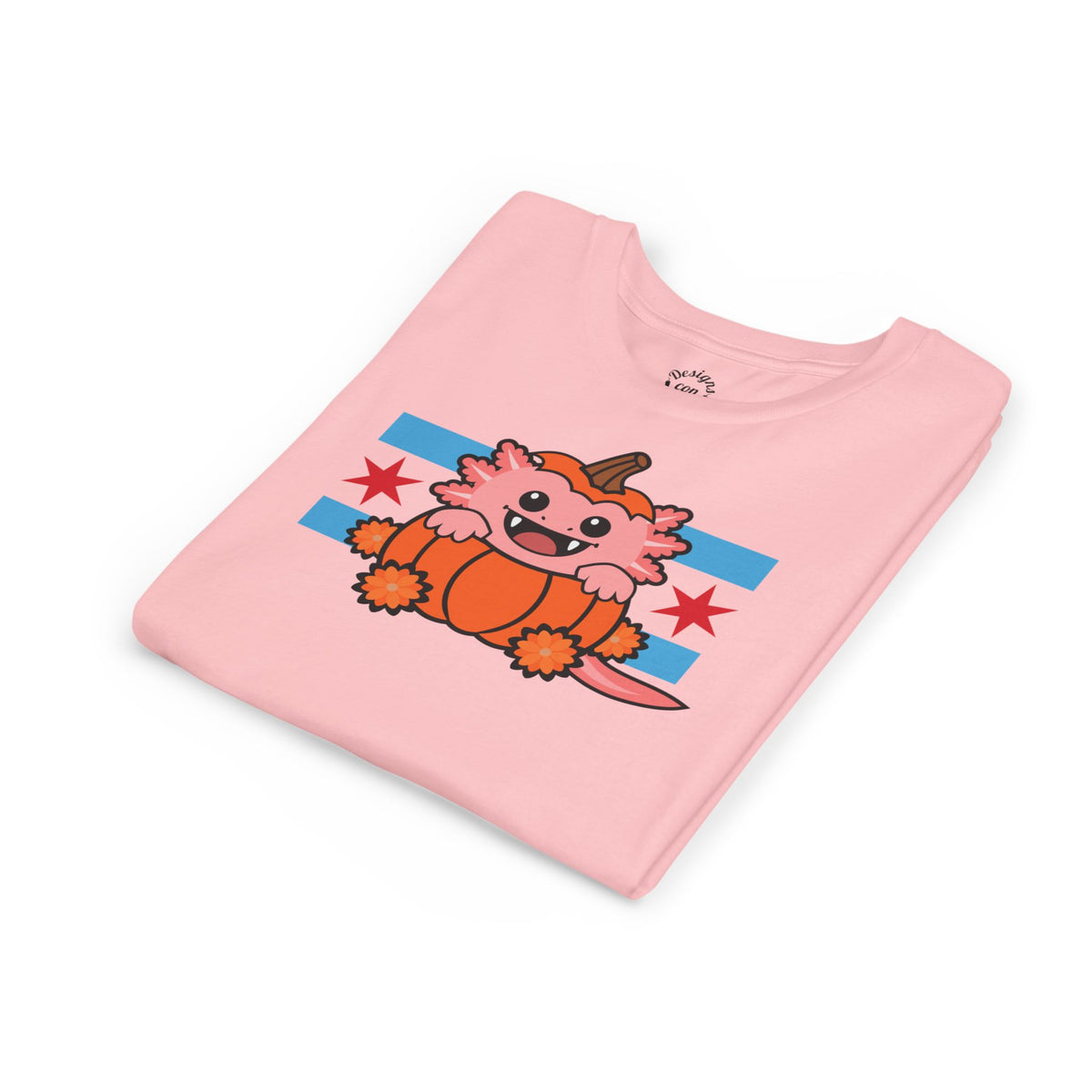 Pink Axolotl Chicago Halloween Pumpkin Youth T Shirt
