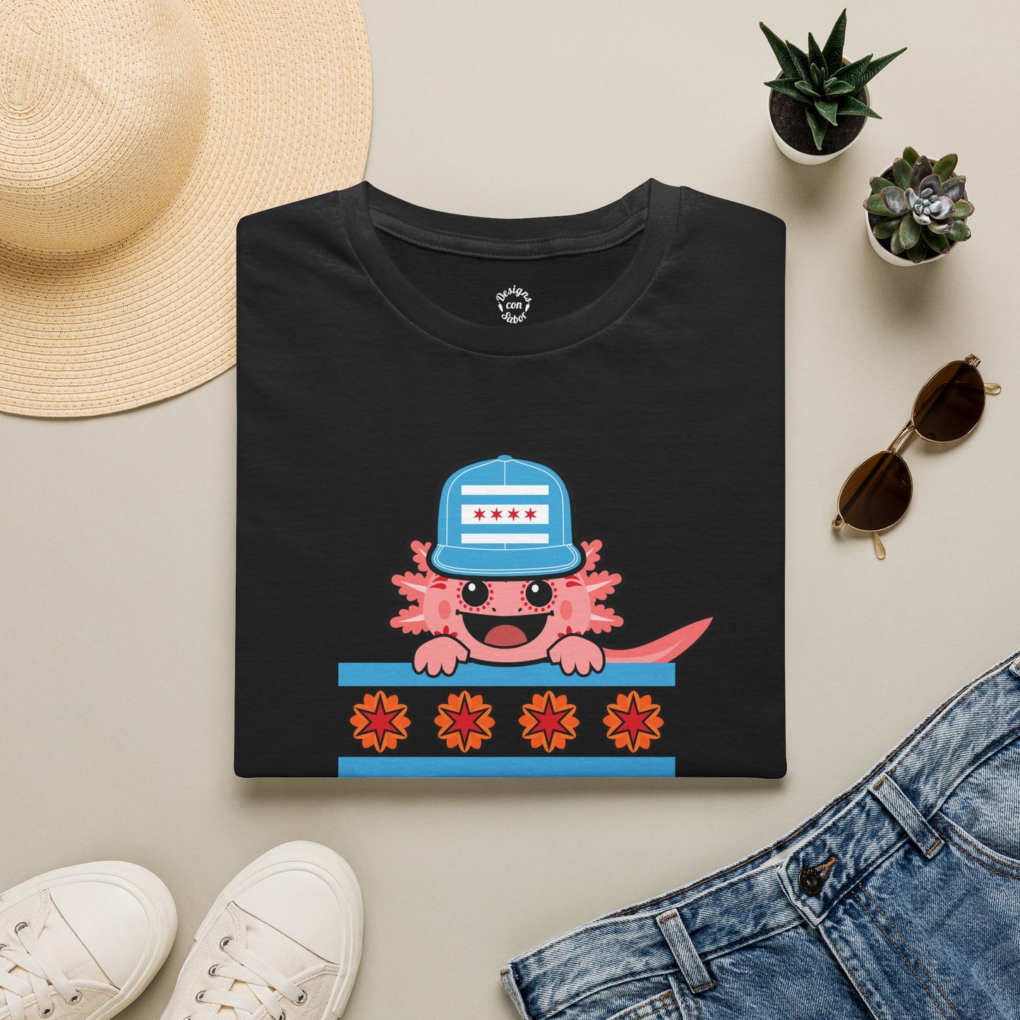 Pink Axolotl Chicago Marigold T-Shirt
