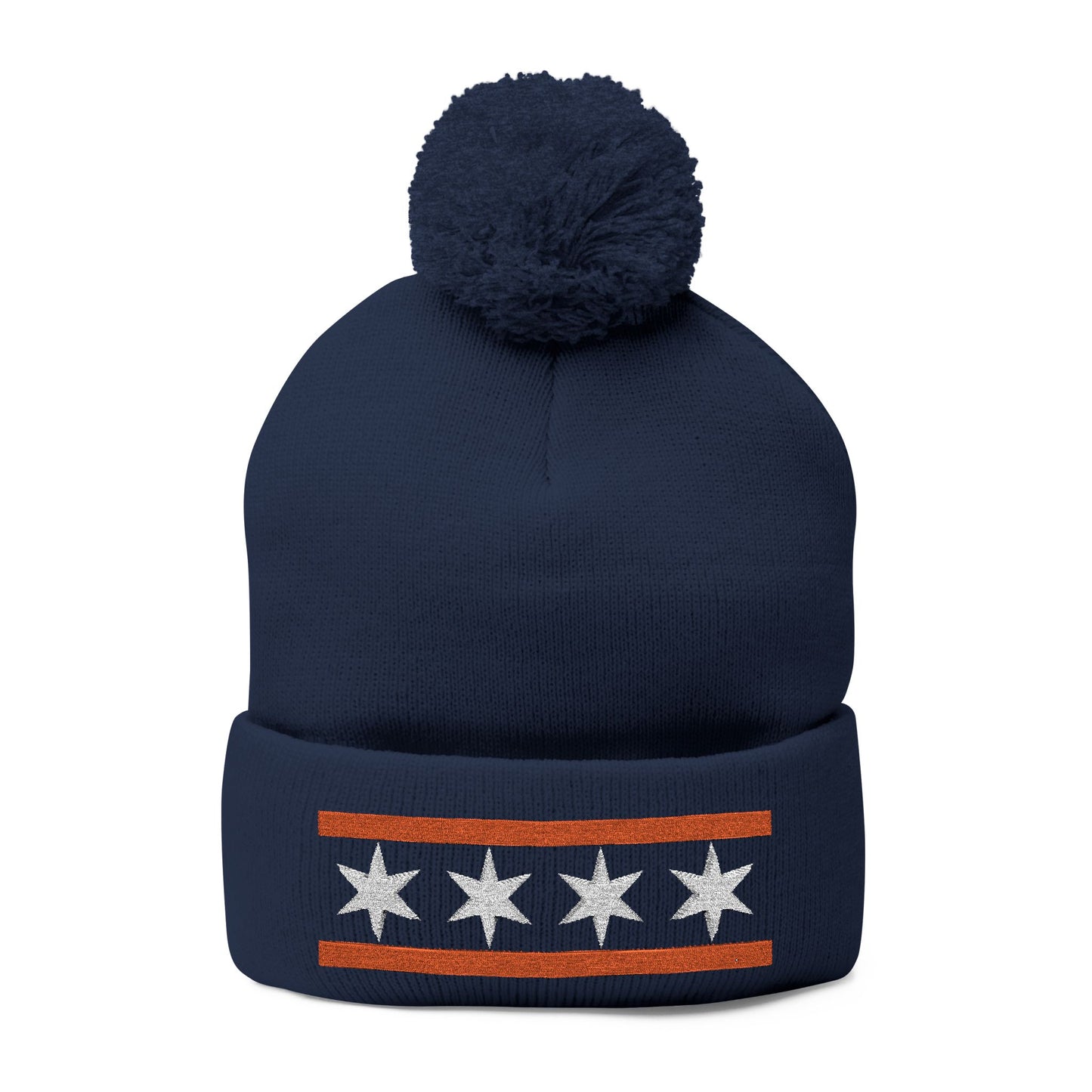 Chicago Flag Pom Knit Beanie
