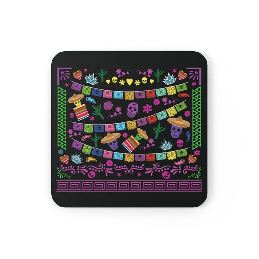 Mexican Fiesta Cork Back Coaster