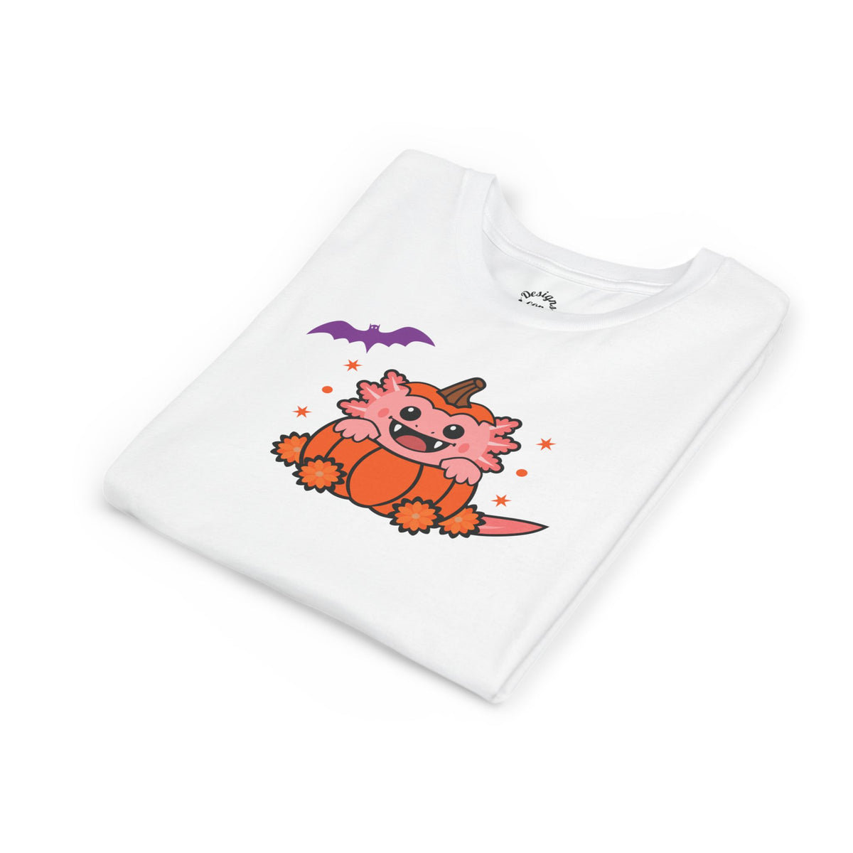 Pink Vampire Axolotl Pumpkin Halloween Youth T Shirt