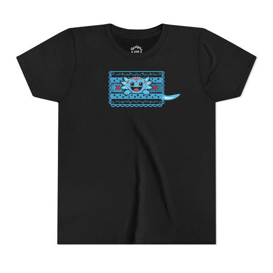 Youth Blue Axolotl Chicago Papel Picado T Shirt