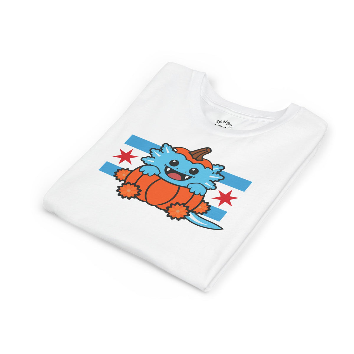 Blue Axolotl Chicago Halloween Pumpkin Youth T Shirt