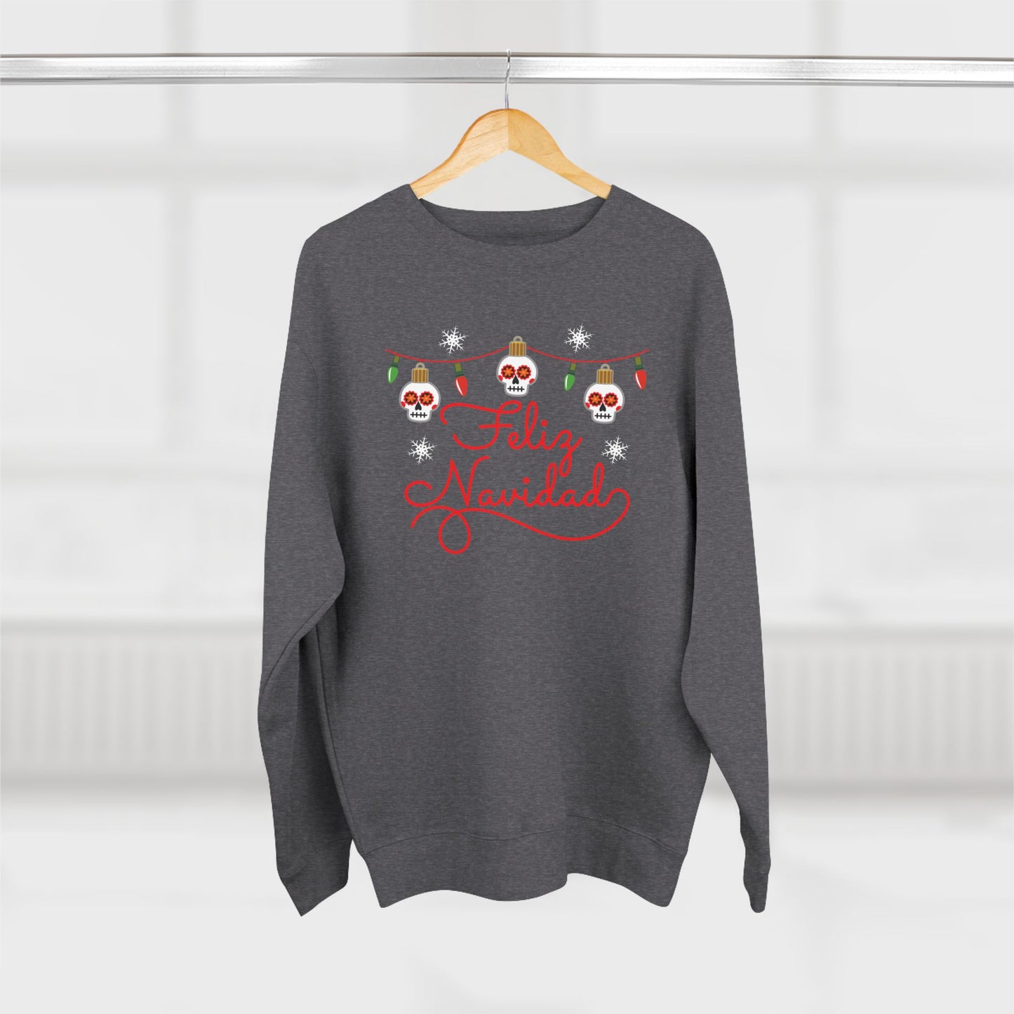 Feliz Navidad Skull Lights Crewneck Playful Calavera Christmas Sweater