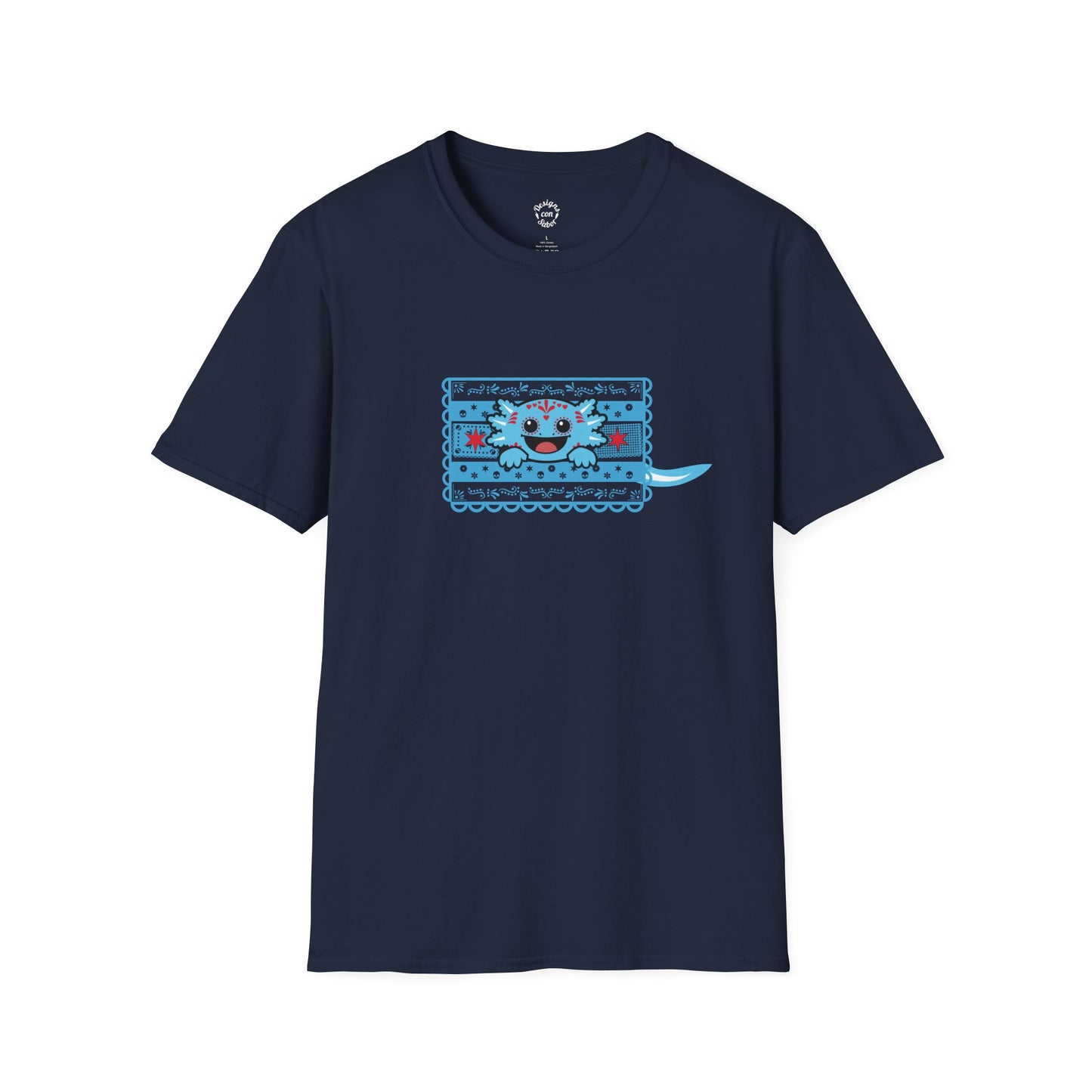 Blue Axolotl Chicago Papel Picado T Shirt