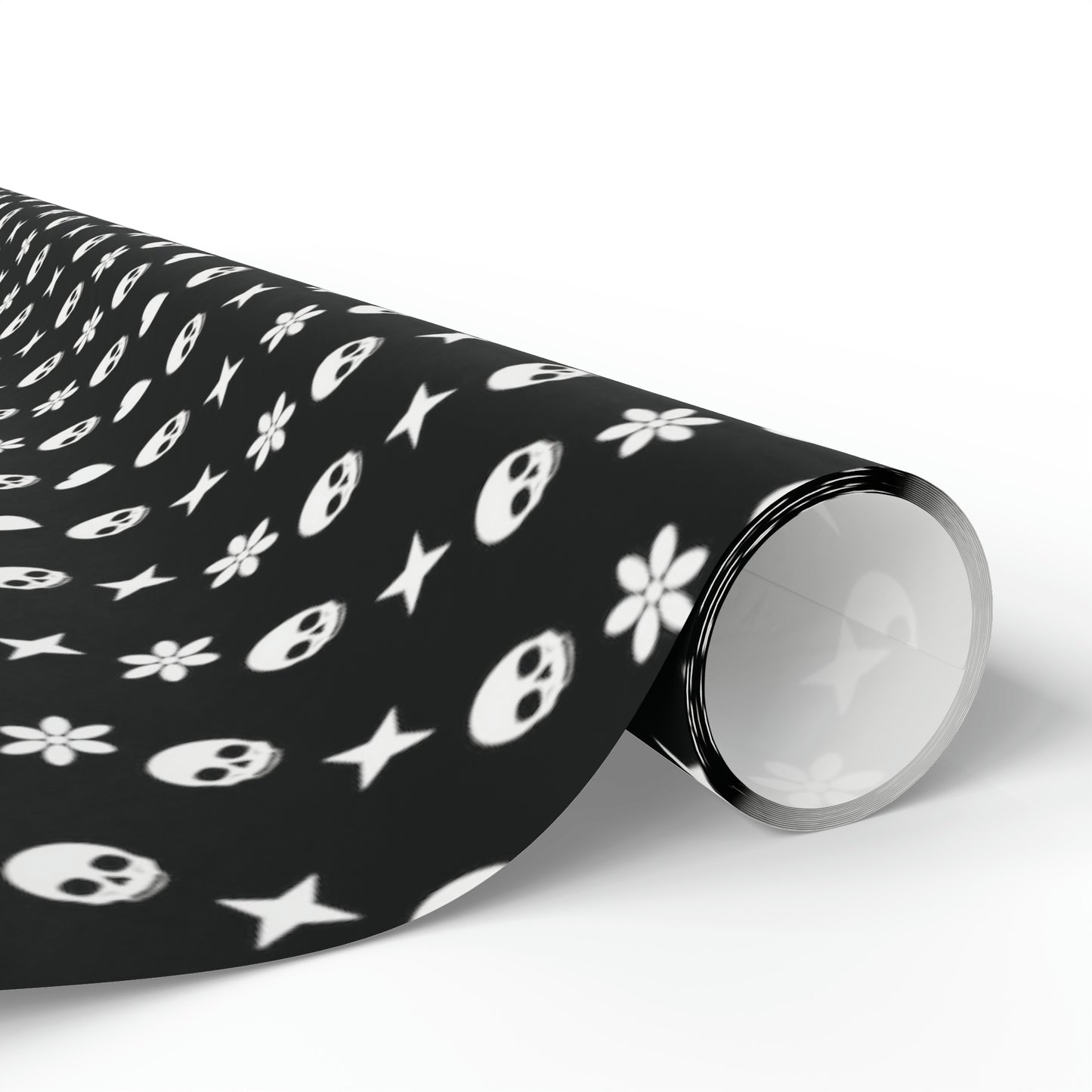 Skull, Stars, and Flower Pattern Wrapping Paper