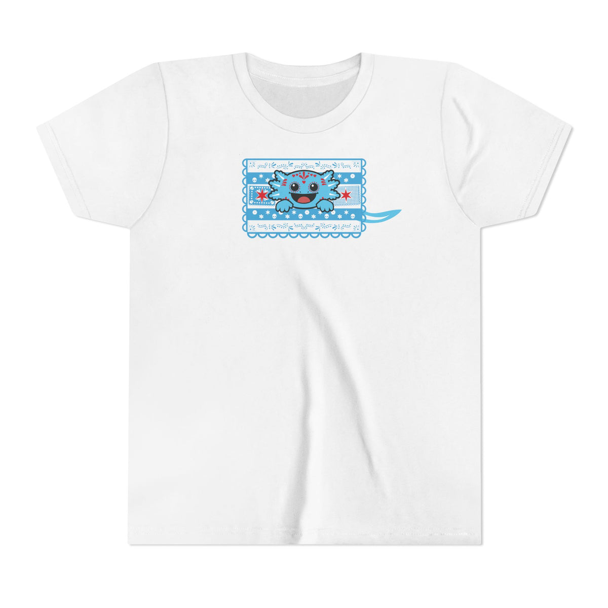 Blue Axolotl Chicago Papel Picado Youth T Shirt
