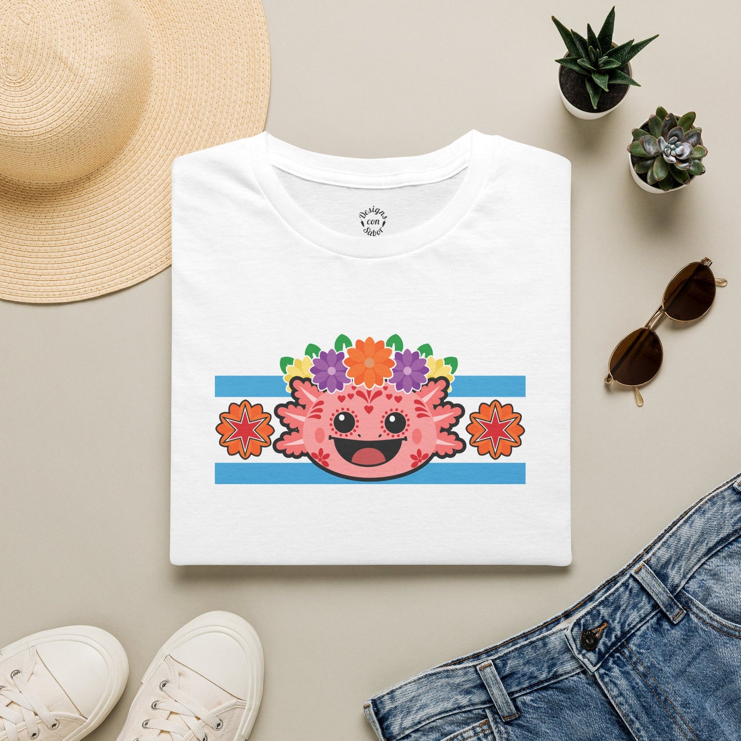 Pink Axolotl Chicago Dia de los Muertos T Shirt