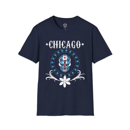 Chicago Flag In Skull With Circle Basic