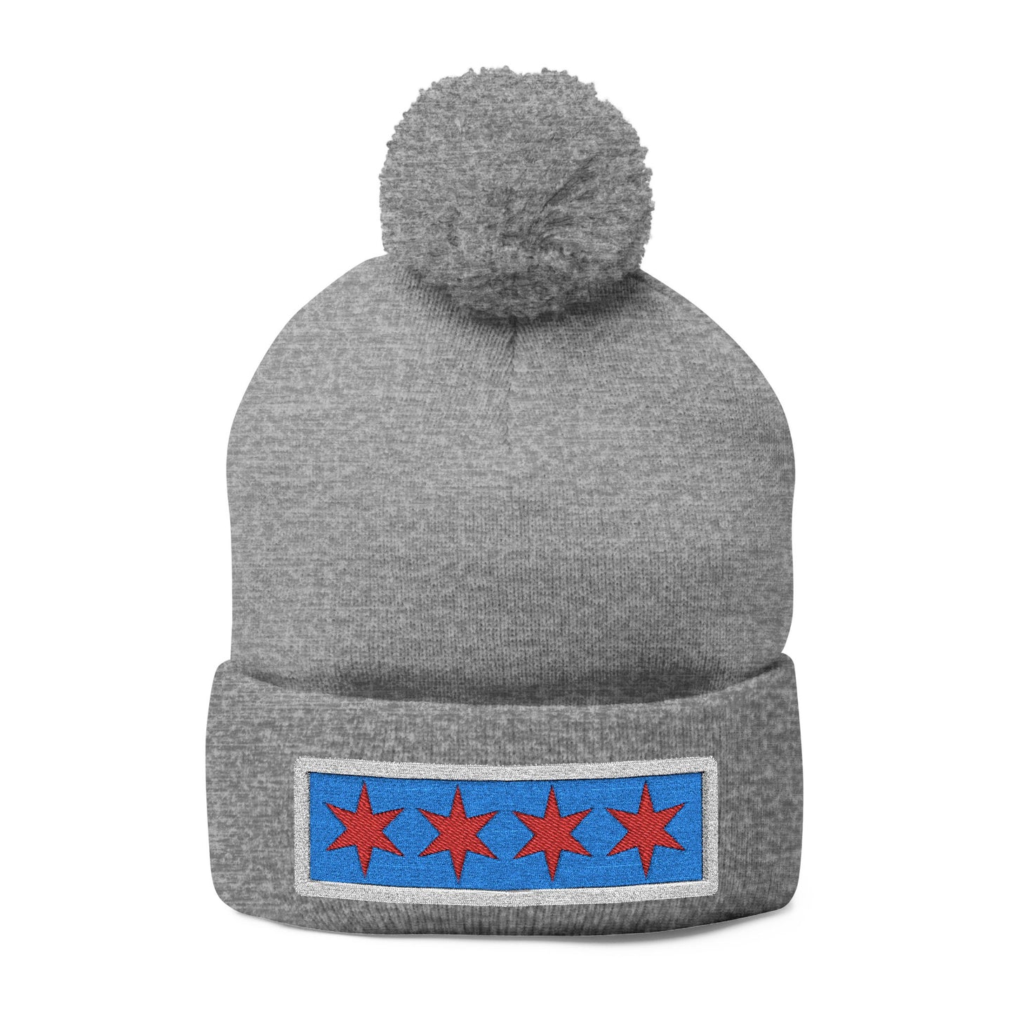 Chicago Flag Pom Beanie Cozy Knit Cap for Windy City Winters