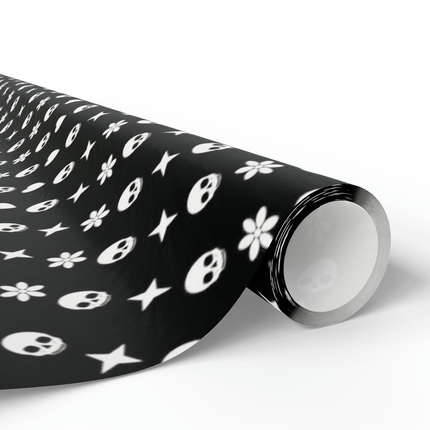 Skull, Stars, and Flower Pattern Wrapping Paper