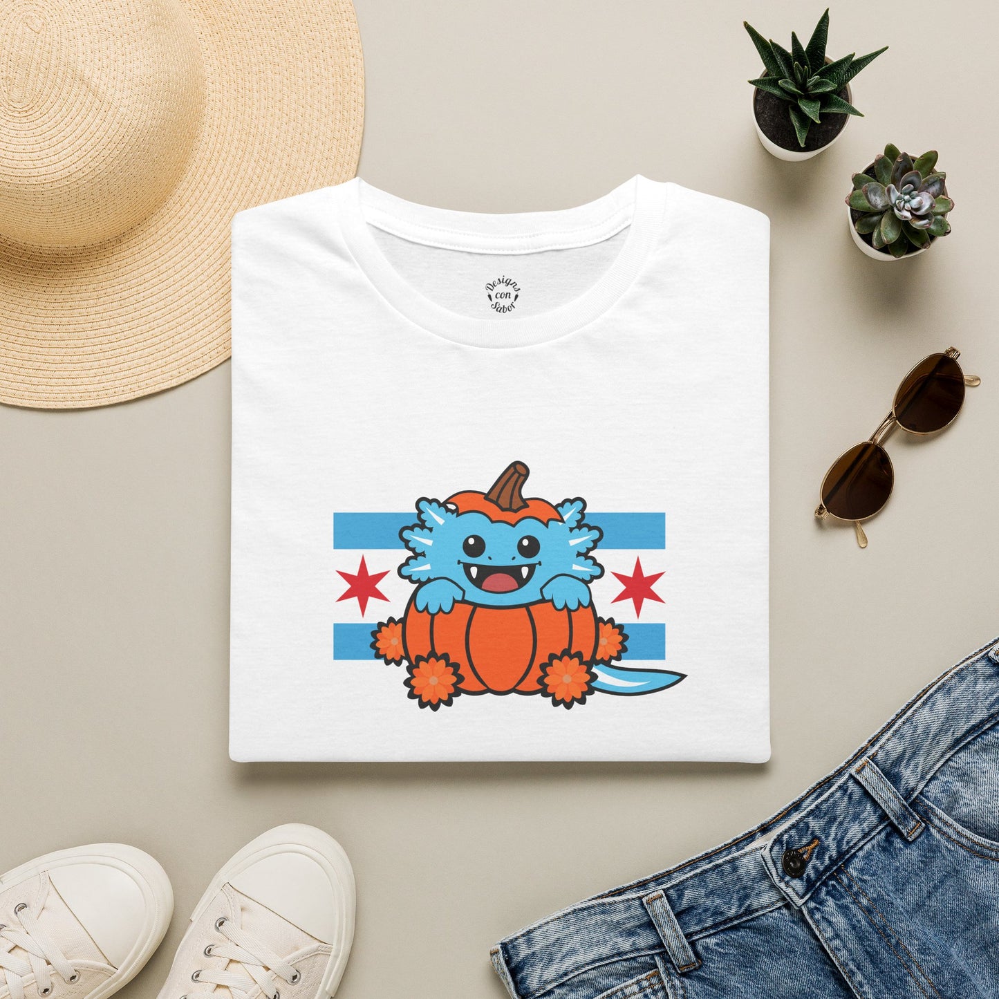 Blue Axolotl Chicago Halloween Pumpkin T Shirt