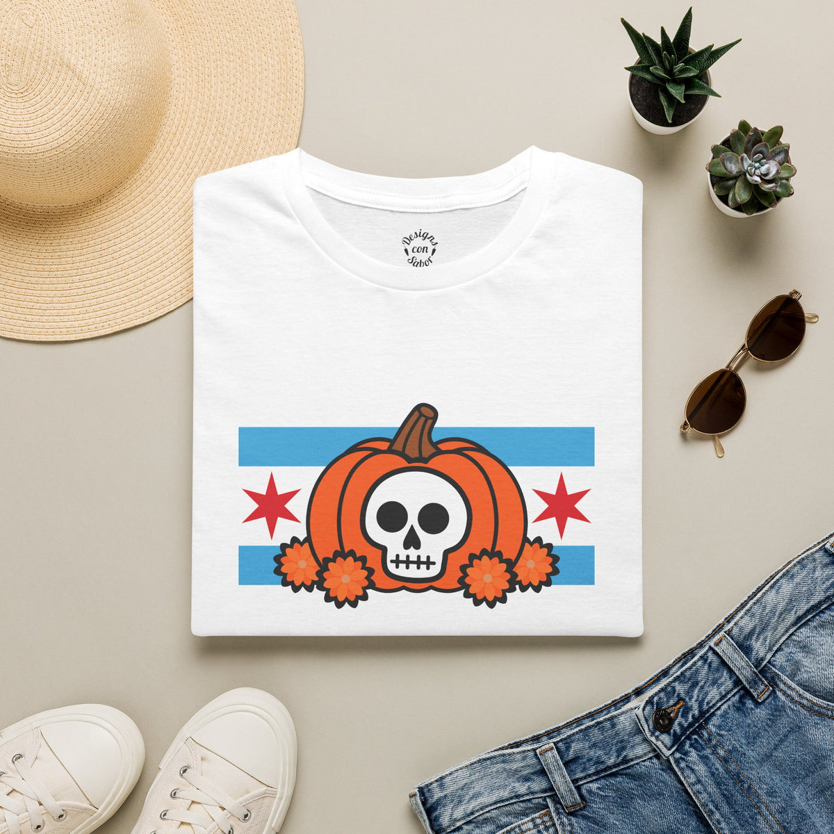 Chicago Pumpkin Calavera T Shirt