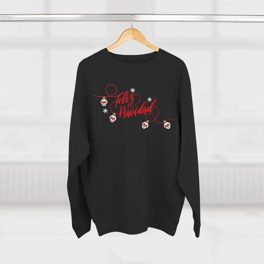 Feliz Navidad Skull Ornaments Crewneck Calavera Holiday Sweater