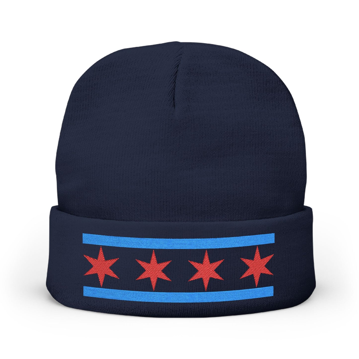 Chicago Flag Embroidered Knit Beanie