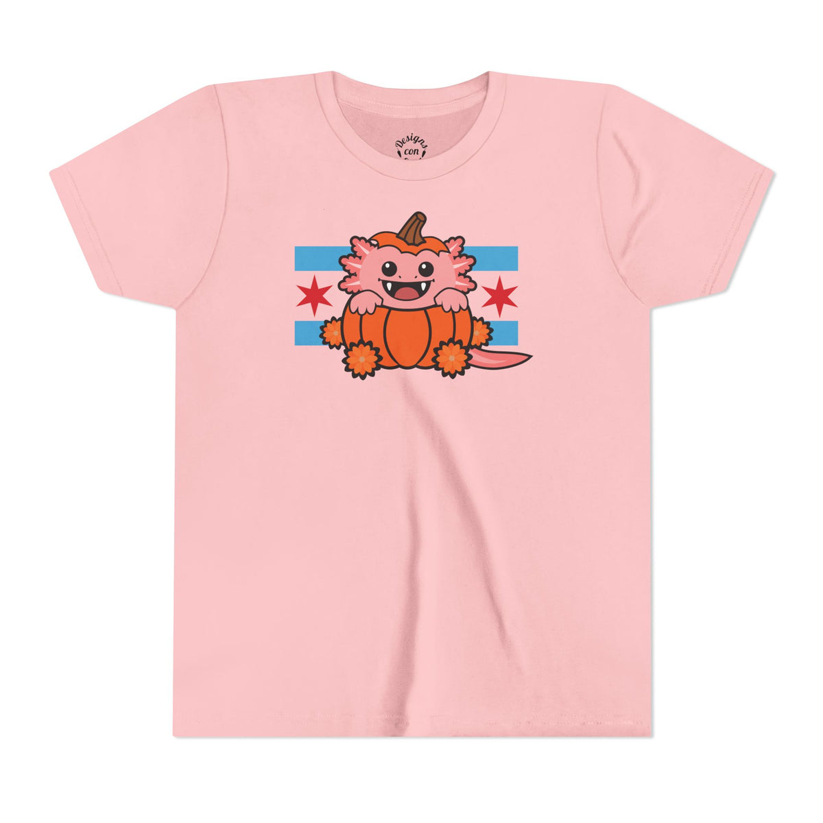 Pink Axolotl Chicago Halloween Pumpkin Youth T Shirt