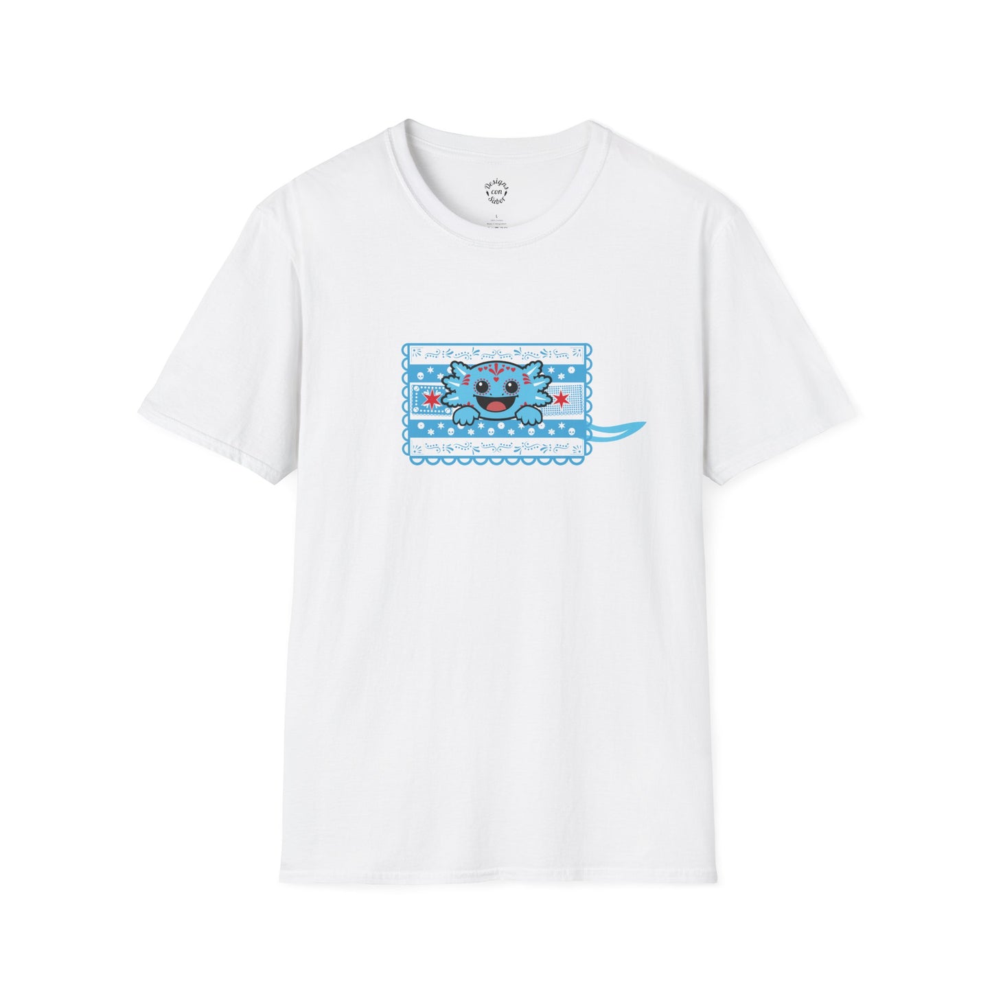 Blue Axolotl Chicago Papel Picado T Shirt