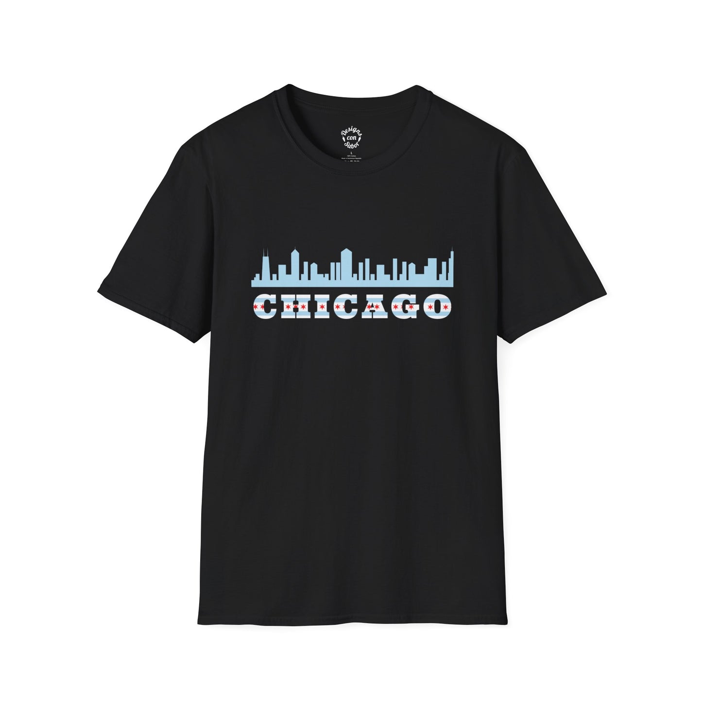 Chicago Skyline Front & Flag On Back