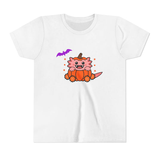 Youth Pink Vampire Axolotl Pumpkin Halloween T Shirt