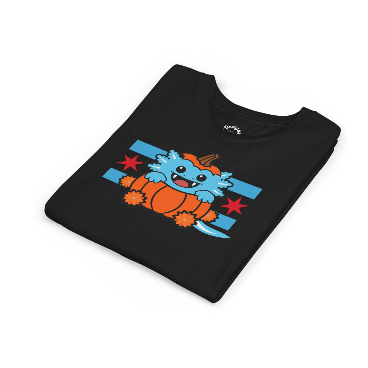 Blue Axolotl Chicago Halloween Pumpkin Youth T Shirt