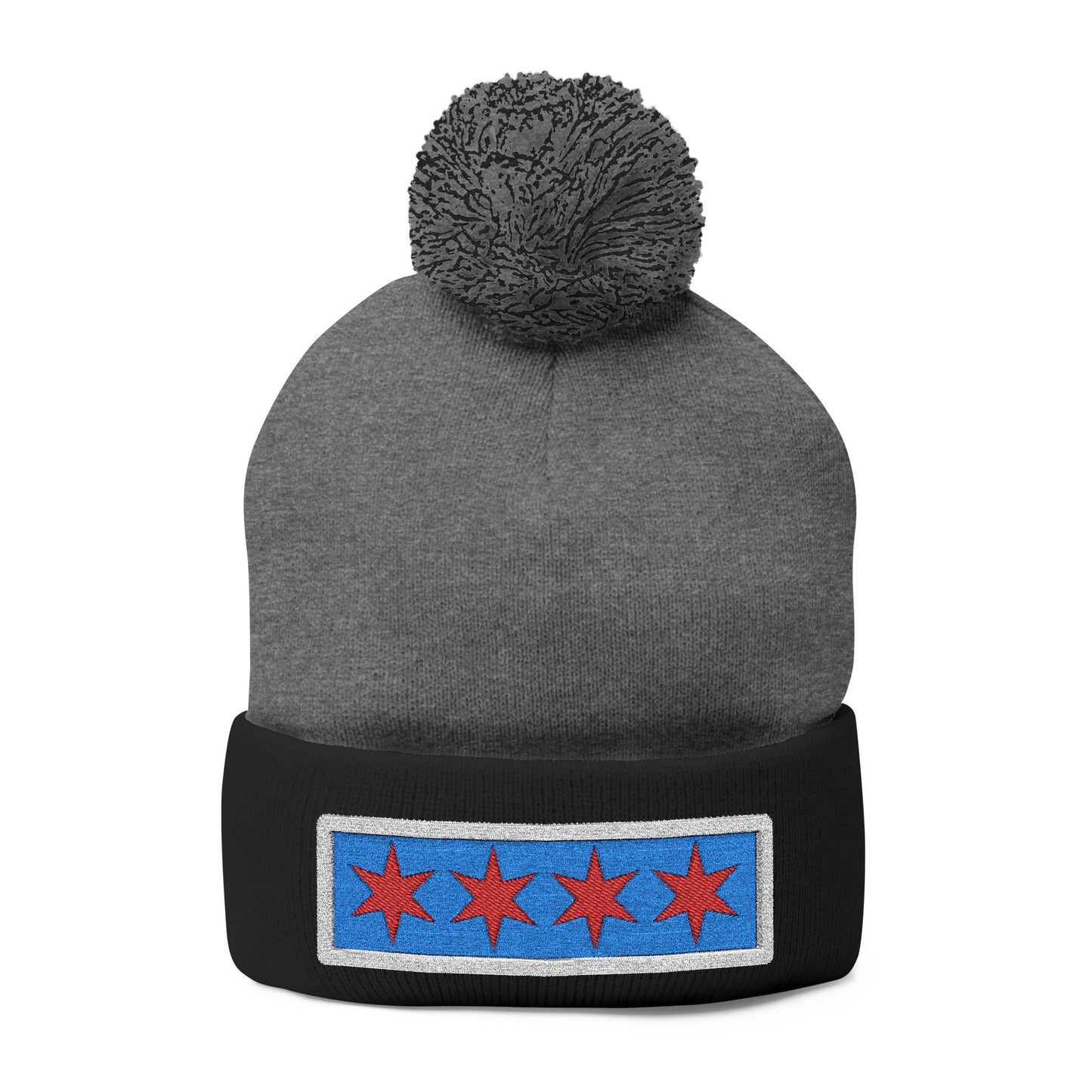 Chicago Flag Pom Beanie Cozy Knit Cap for Windy City Winters