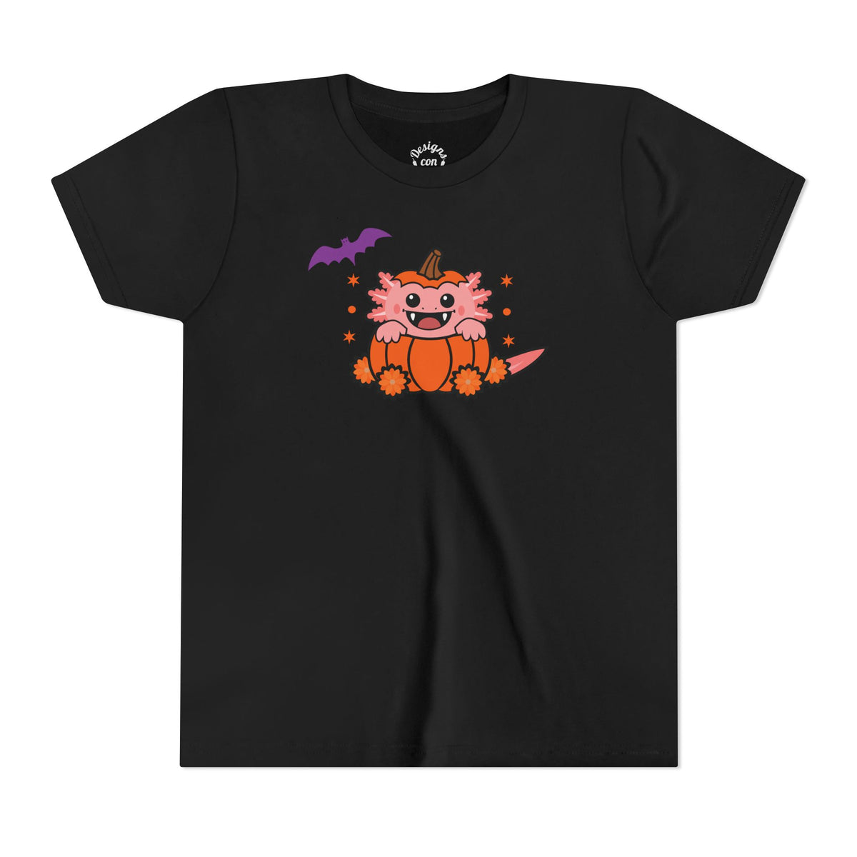 Pink Vampire Axolotl Pumpkin Halloween Youth T Shirt