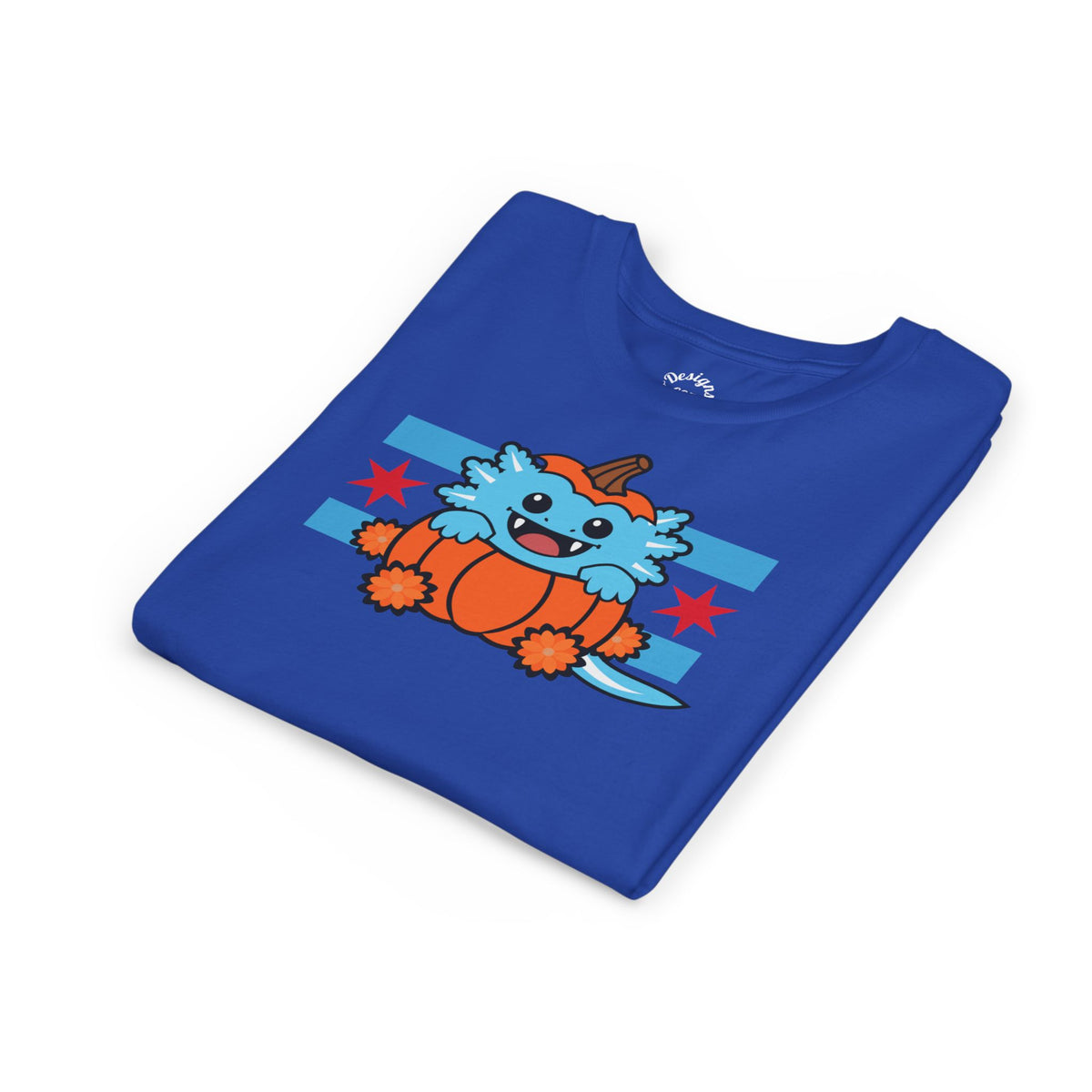 Blue Axolotl Chicago Halloween Pumpkin Youth T Shirt