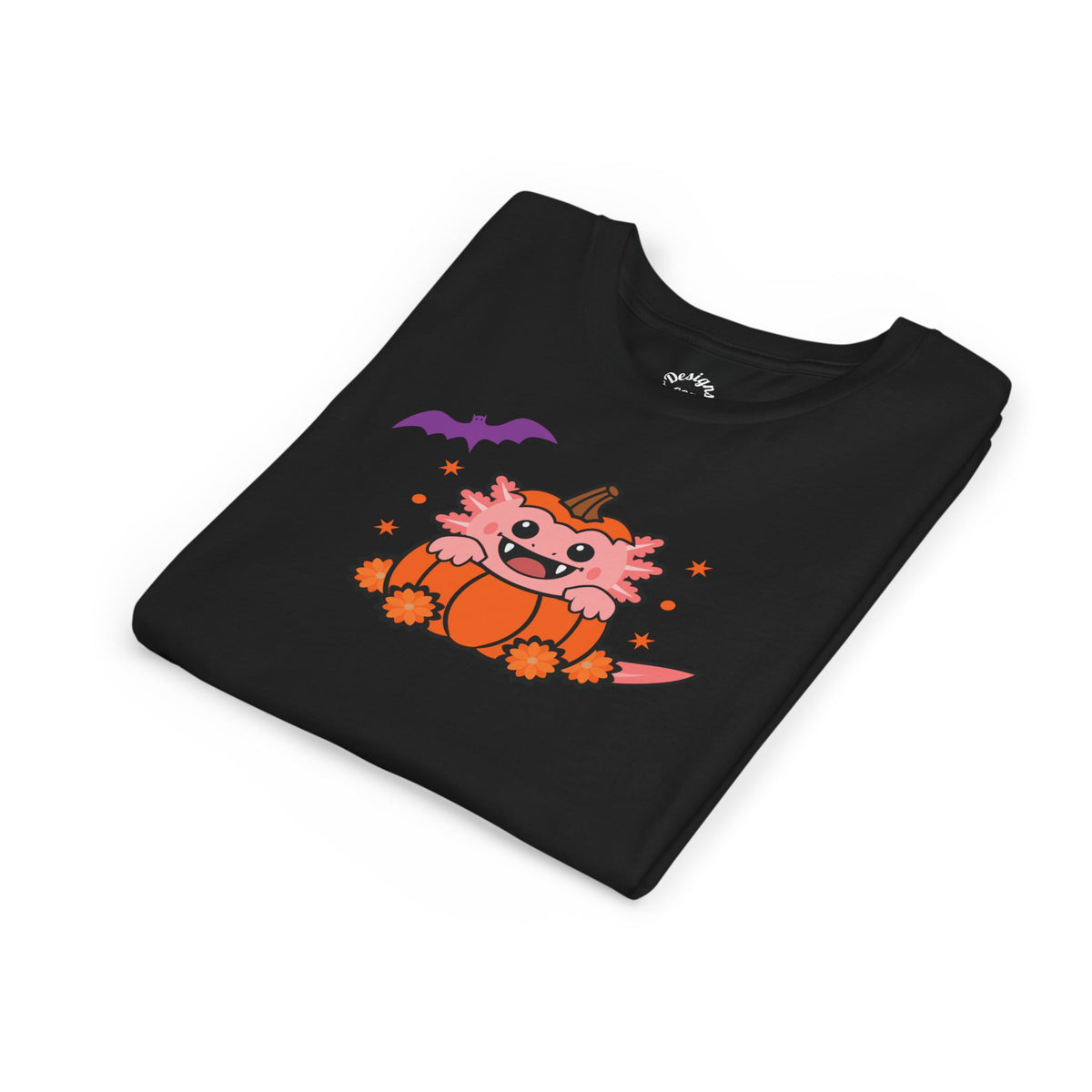 Pink Vampire Axolotl Pumpkin Halloween Youth T Shirt