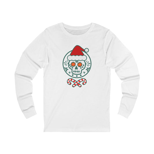 Santa Skull Candy Canes Long Sleeve Calavera Christmas Shirt