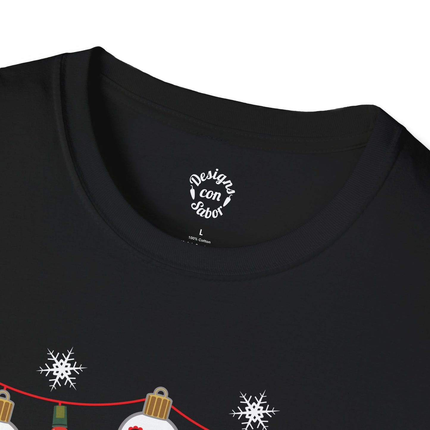 Feliz Navidad Skull Lights T Shirt Playful Christmas Calavera Tee