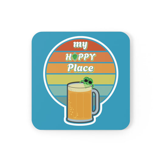 My Hoppy Place With Hop Swimming Cork Back Coaster