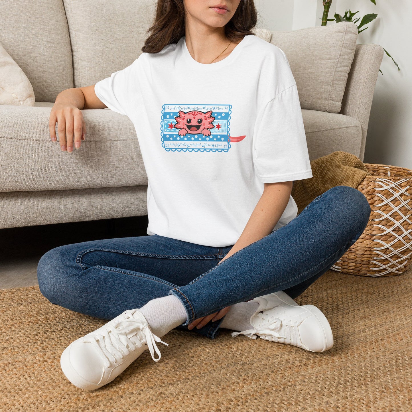 Pink Axolotl Chicago Papel Picado T Shirt