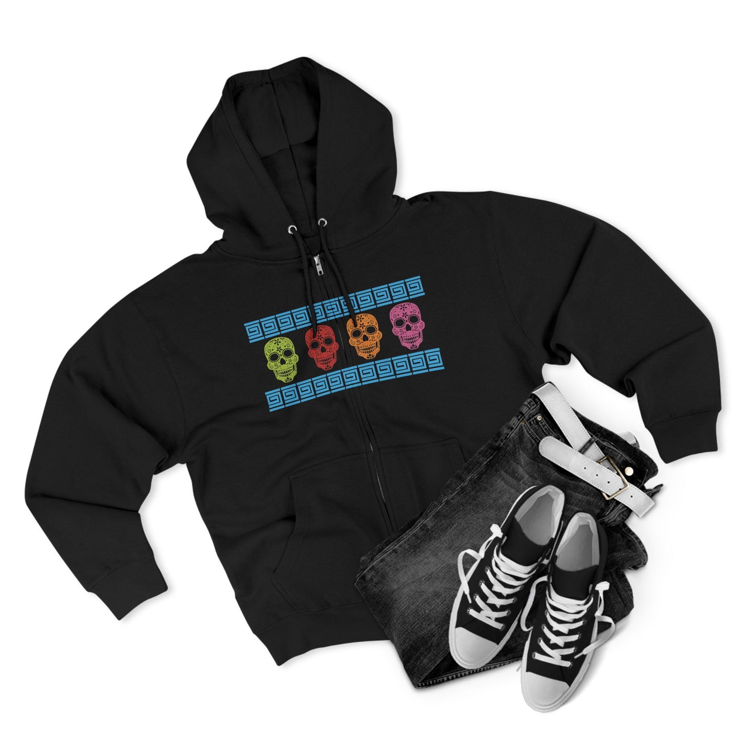 Chicago Dia de los Muertos Zip Hoodie Flag Skull Edition