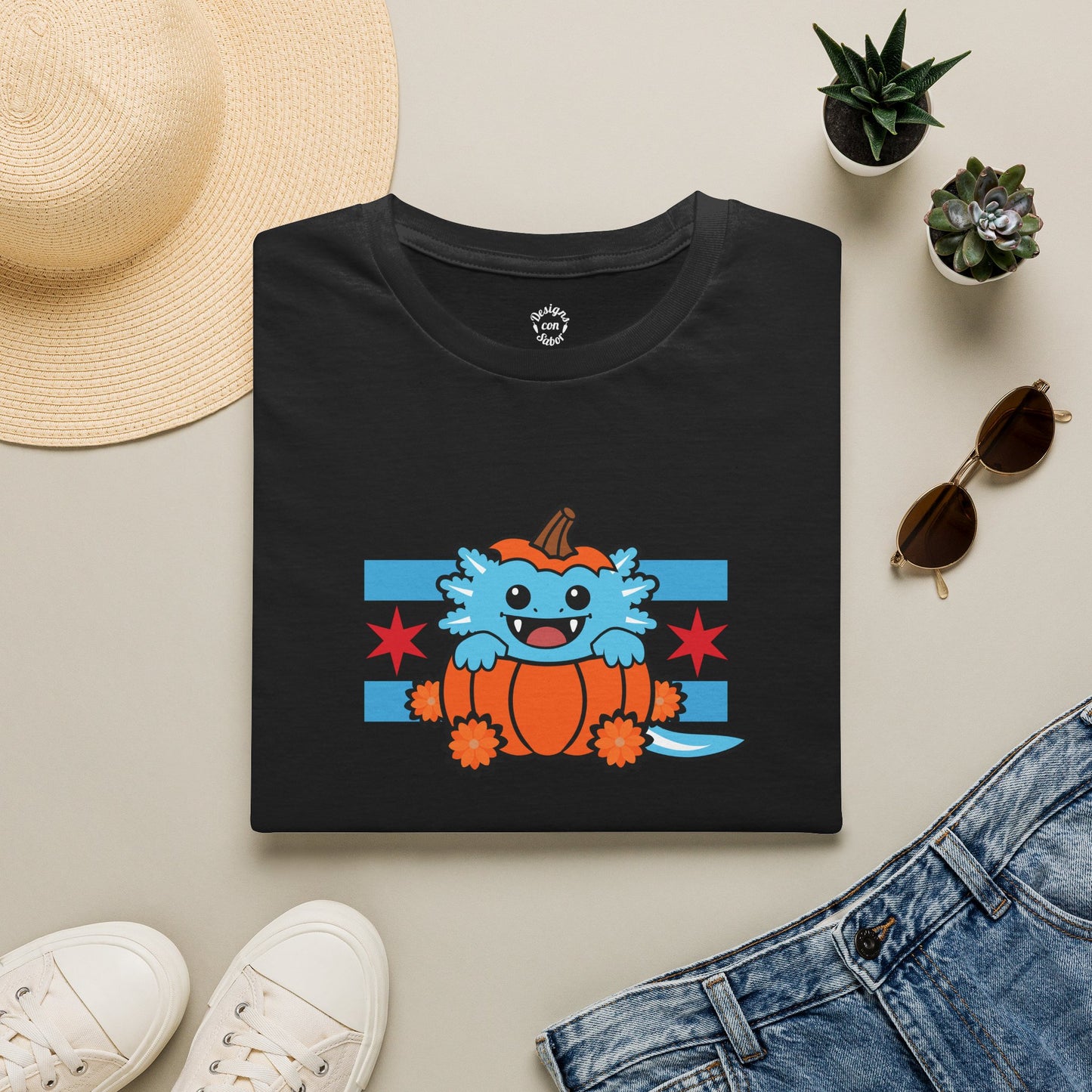 Blue Axolotl Chicago Halloween Pumpkin T Shirt