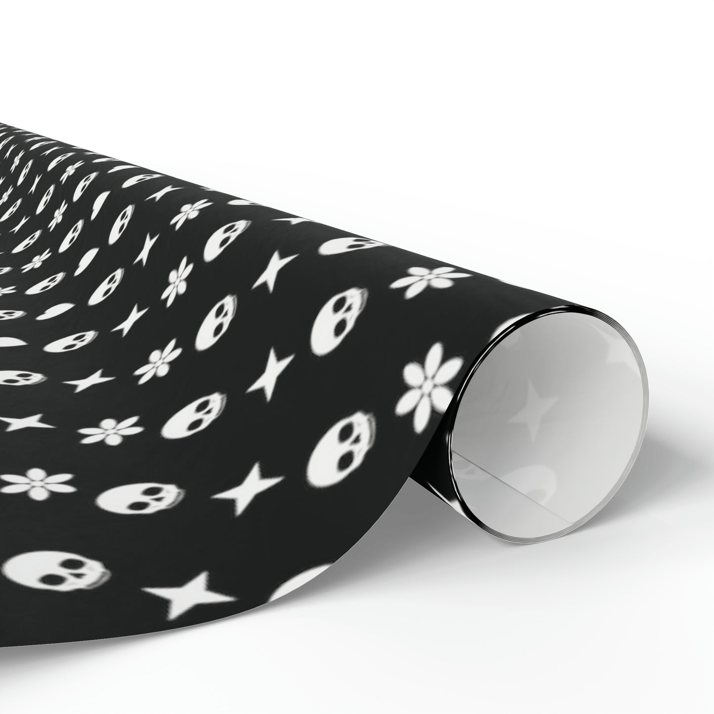 Skull, Stars, and Flower Pattern Wrapping Paper