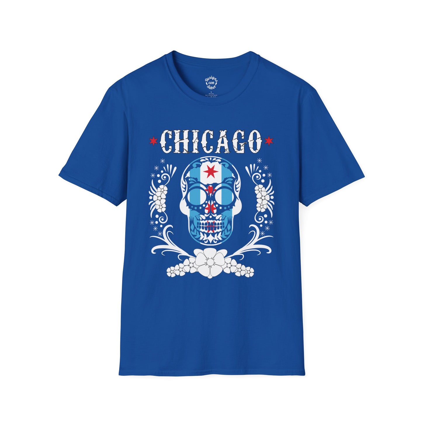 Chicago Flag In Skull (No Circle)