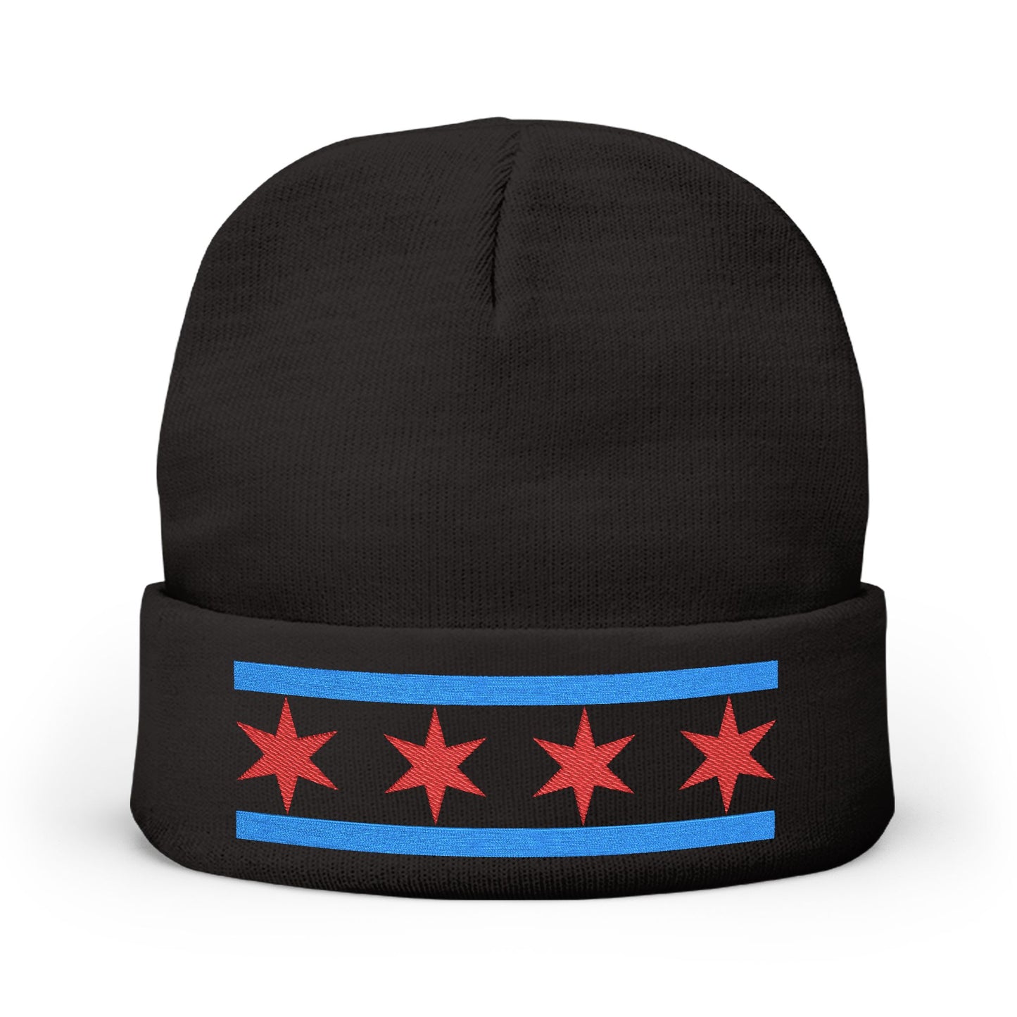 Chicago Flag Embroidered Knit Beanie