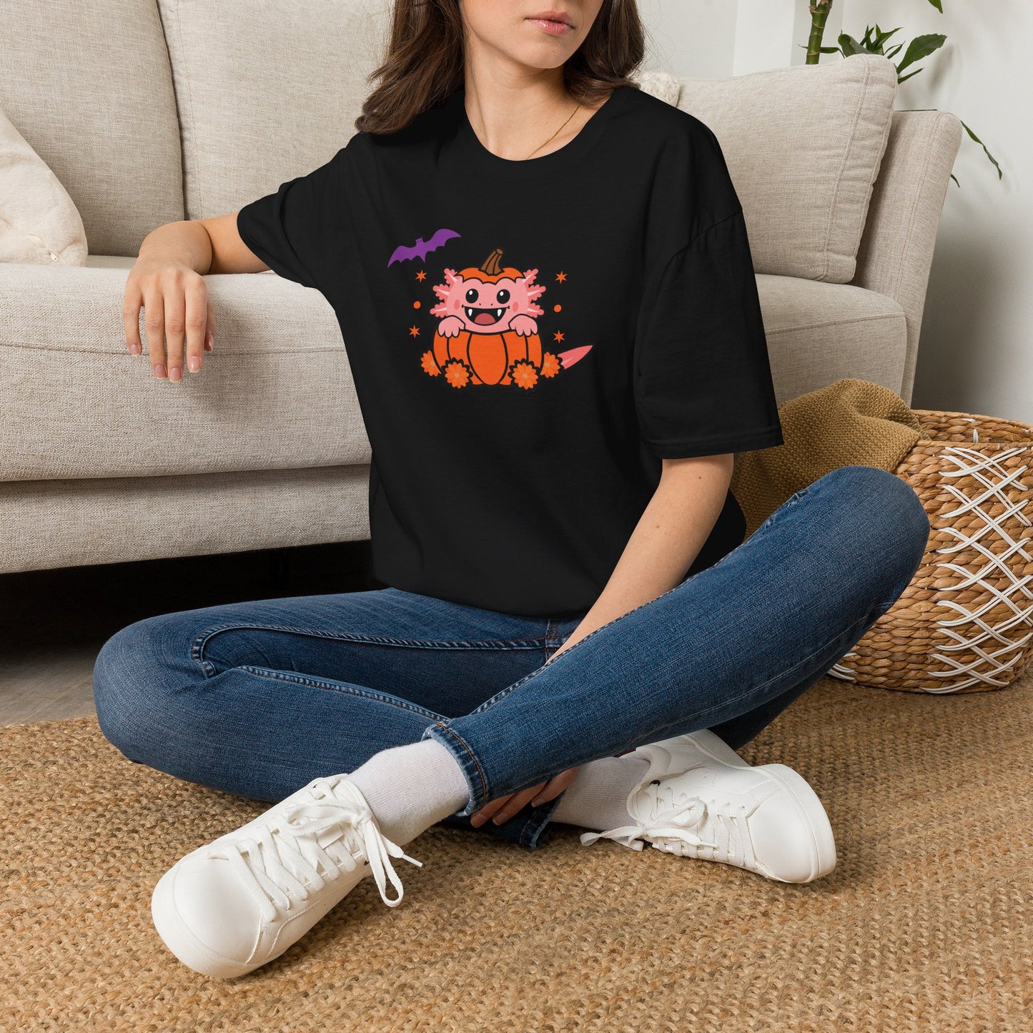 Vampire Axolotl Pumpkin Halloween T-Shirt