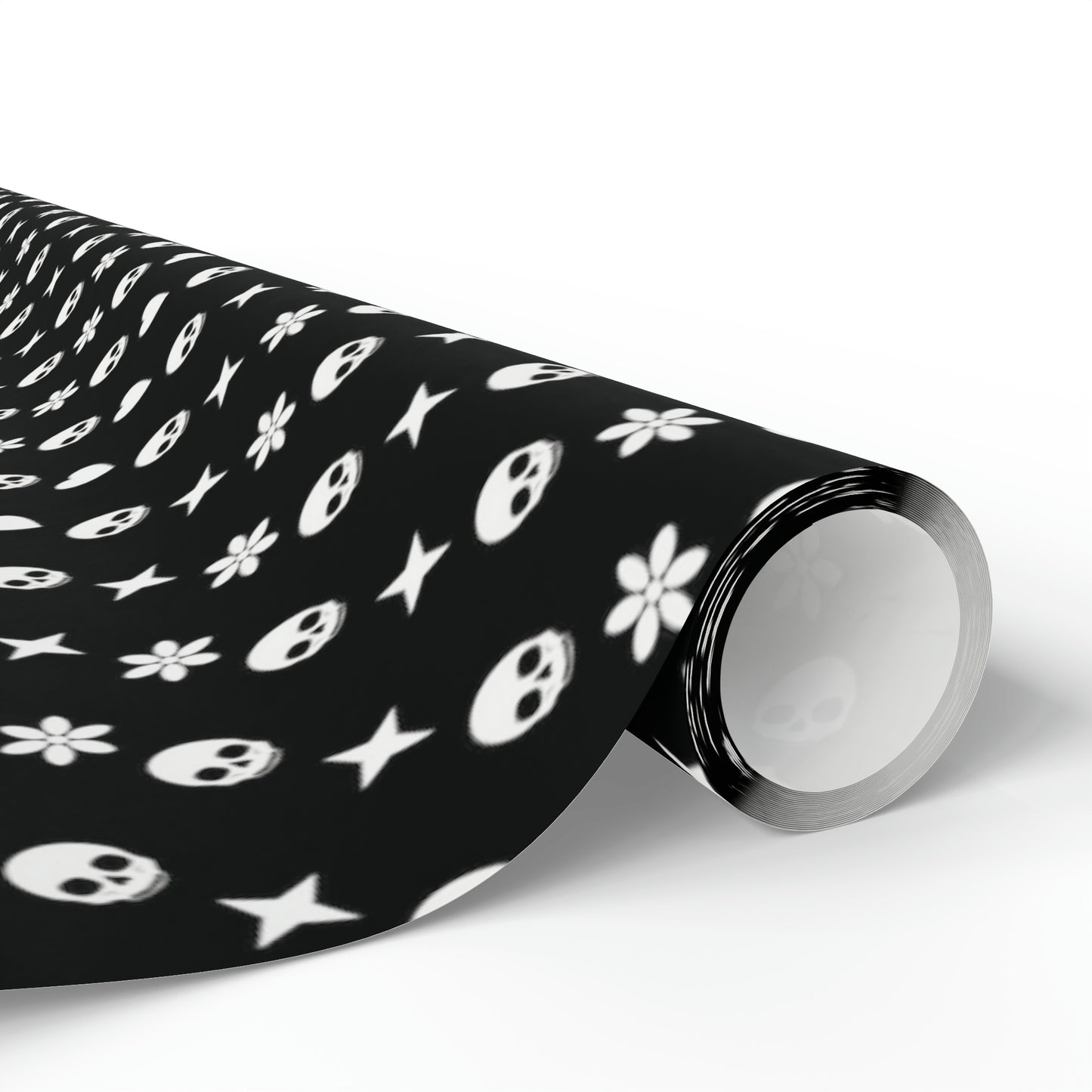 Skull, Stars, and Flower Pattern Wrapping Paper