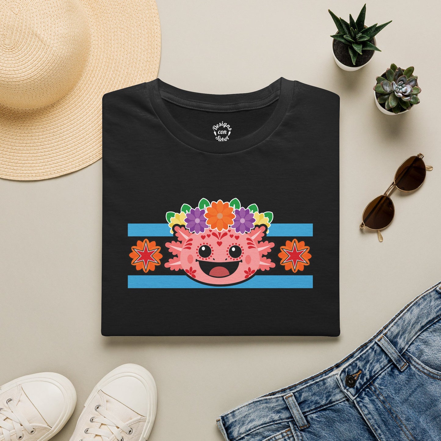 Pink Axolotl Chicago Dia de los Muertos T Shirt