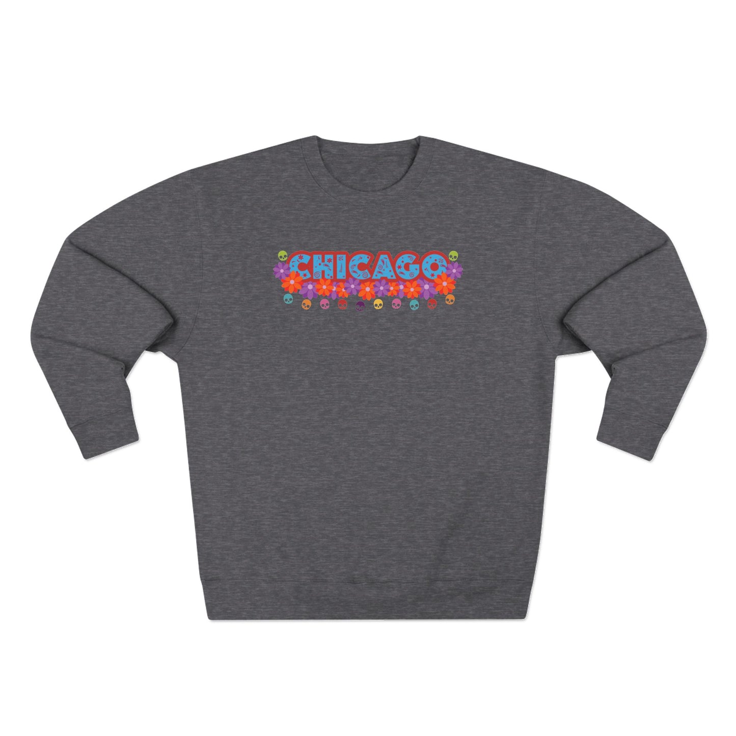 Chicago With Patterns Skulls and Marigold Flowers Sweatshirt