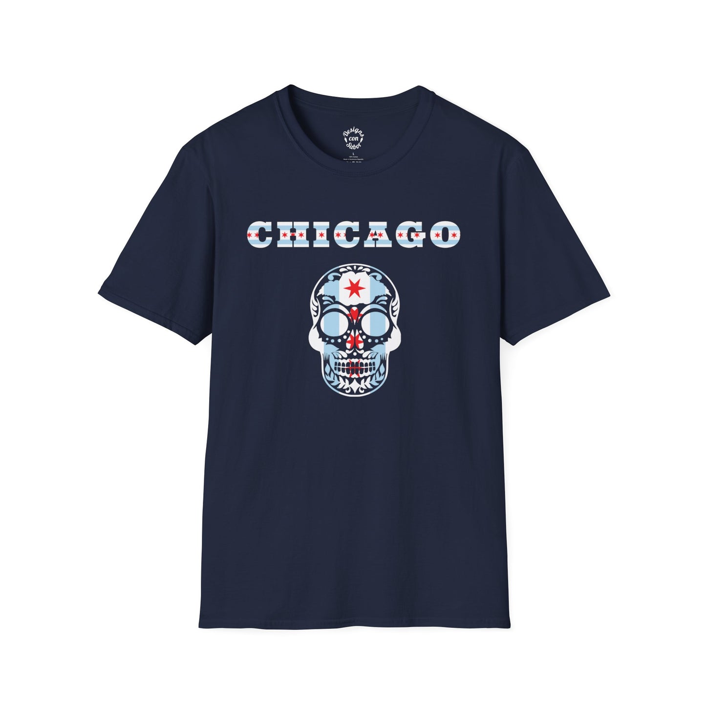 Chicago Skull & Flag On The Back